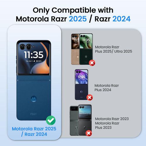 Ruky for Motorola Razr 2025/2024 Case [Not fit Ultra or Plus], with Built-in Screen Protector, Support Wireless Charging Slim Fit Moto Razr 2025 Case, Hard Ultra-Thin Phone Case for Razr 2025,Black