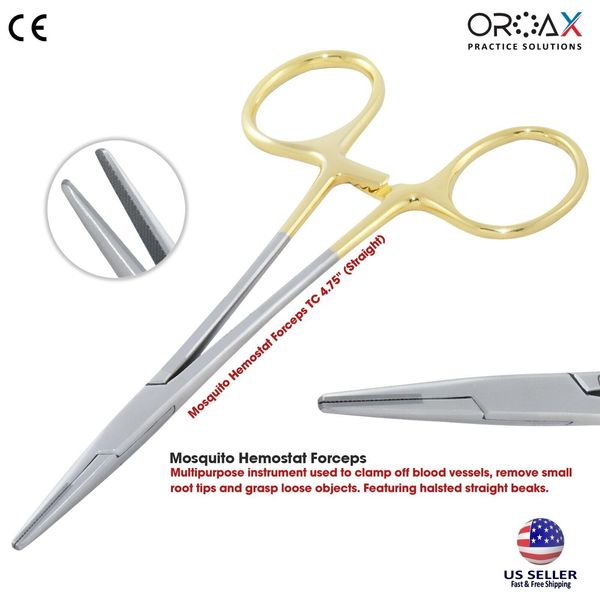 Mosquito Hemostatic Clamp Forceps TC STRAIGHT Surgical Tissue Locking Instrument