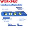 WORKPRO 8-Inch Magnetic Torpedo Level Aluminum Alloy Construction 4 Bubble Vials