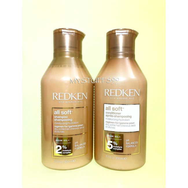 REDKEN ALL SOFT SHAMPOO & CONDITIONER SET - DUO 10.1 fl oz NEW FREE SHIP!!