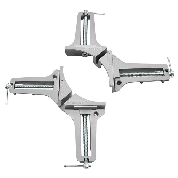 PONY 2-Piece 90 Degree Corner Clamp Set, Featured with 3’’ Maximum Opening, 200 lbs Clamping Force & 1/2’’ Clamping Height, Aluminum Alloy Body, Adjustable Right Angle Clamps for Multiple Projects