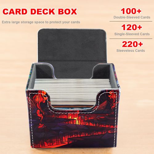 sabermaster Card Deck Box Fits for YGO MTG，100+ Card Storage Box Trading Card Games PU Leather Card Storage Box Premium Card Deck Case (MTG elemental)