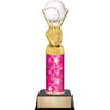 11" Baseball Color Custom Engraved Pink and Silver Star Column Trophy Awards