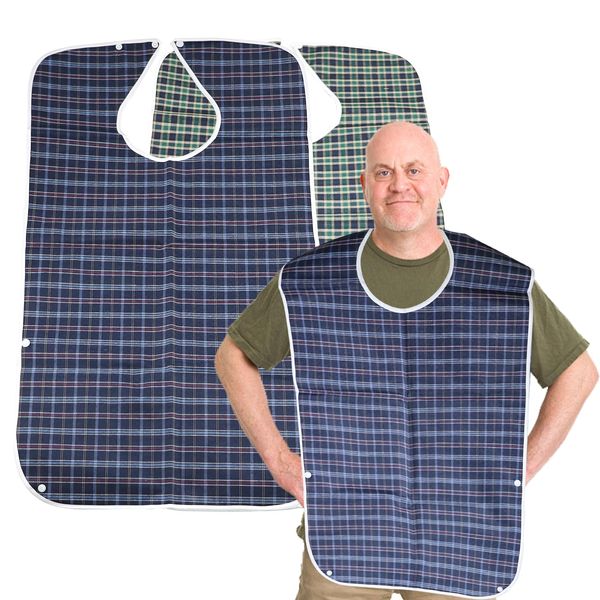 REBECASKYENS 2 Adult Bib Clothing Protective Covers, Dining Bibs, Washable Dining Table Bibs, Suitable For Elderly Men And Women, Male Eating And Disabled People