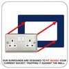 5X Double Socket Surround, Acrylic Back Panel or Plate, Protect Wall from Finger Prints, Font Colour:Navy