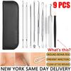 9Pcs Blackhead Extractor Remover Tool Kit Set Face Facial Pore Cleanser Face
