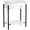 round End Table with Drawer, Modern 2 Tier Nightstand with Shelf, Small Side Tab