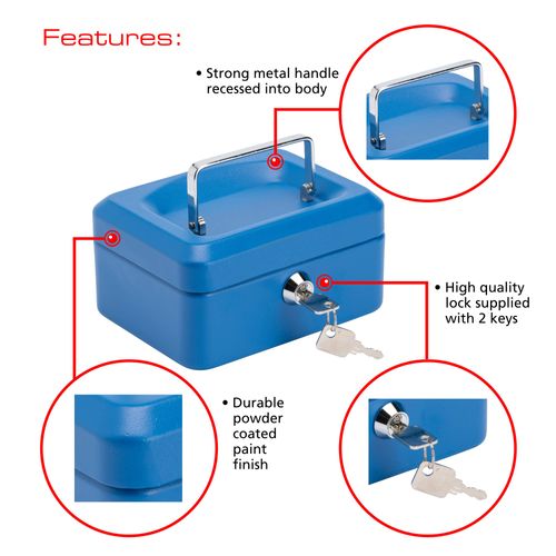 Burg-Wachter CB01BL Money 5015 6" Cash Box - Blue,152 x 80 x 115mm