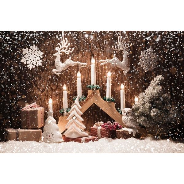 Christmas Wooden Boards Photography Backdrops Custom Snow Tree Balls Planks Party Decoration Home Studio Photo Booth Backgrounds