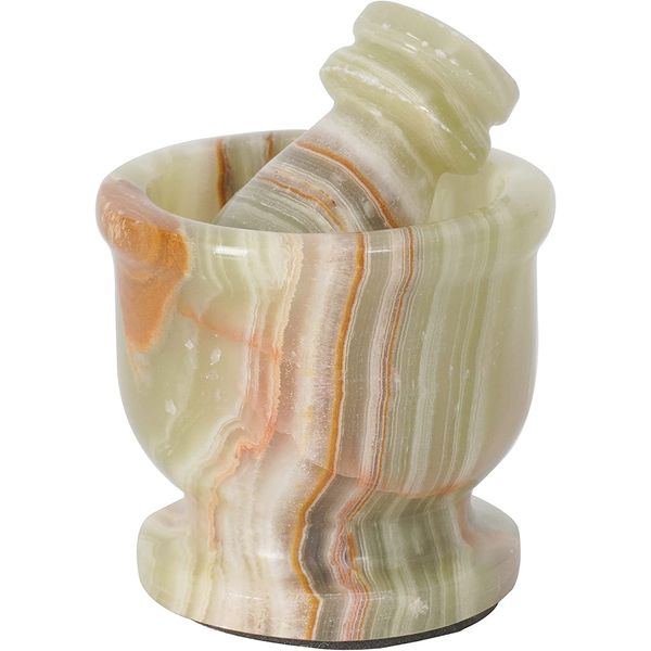 Radicaln Green Onyx Mortar and Pestle Set - Palm Size 2.5" Portable Handmade Marble Mortar and Pestle | Marble Pill and Spice Crusher Mortar and Pestle. Small Mortar and Pestle for Altar Supplies