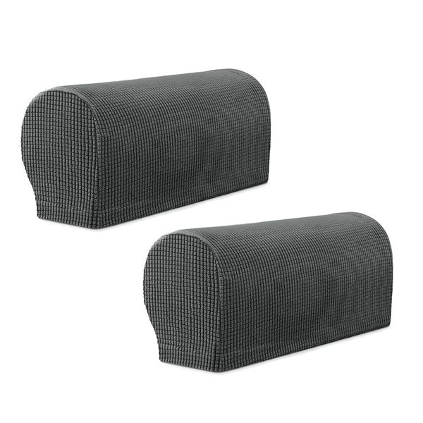 Errum Set of 2 Arm Rest Covers Sofa Stretch Armrest Chair Covers Waterproof Armchair Couch Anti-Slip Furniture Protector Slipcovers for Armchairs Sofa Couches Recliner (Dark grey)