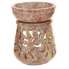 Oil Diffuser - Natural Soapstone Oil Burner Round Leaves 4"