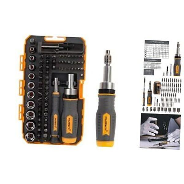 Screwdriver Bits & Socket Set 77 Pieces, Ratchet Screwdriver Set with Case,