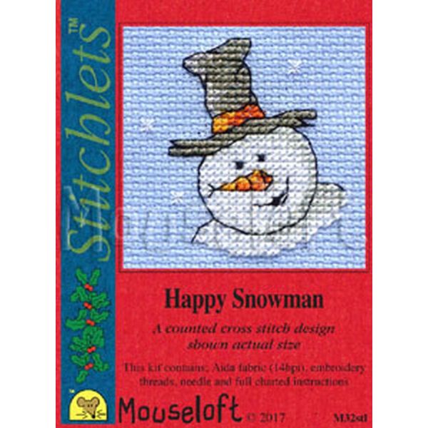 Mouseloft Mini Cross Stitch Kit - Happy Snowman, Christmas Collection