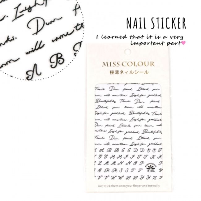 [Nail stickers] English letters &amp; initials《Black》[Resin sticker English cursive nail nail sticker deco resin]