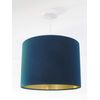 Teal Velvet Brushed Gold Drum Lampshade