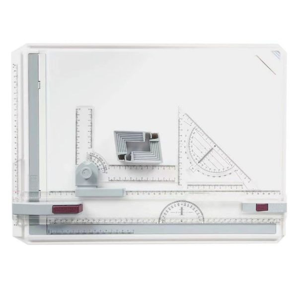 Heuitgs Portable A3 Drafting Board, Multi-functional Drafting Board Towing Tabletop Drafting Board Process Drafting Board Portable 20.1 x 12.2 inches (51 x 31 cm) Technical Drafting Table Clamp