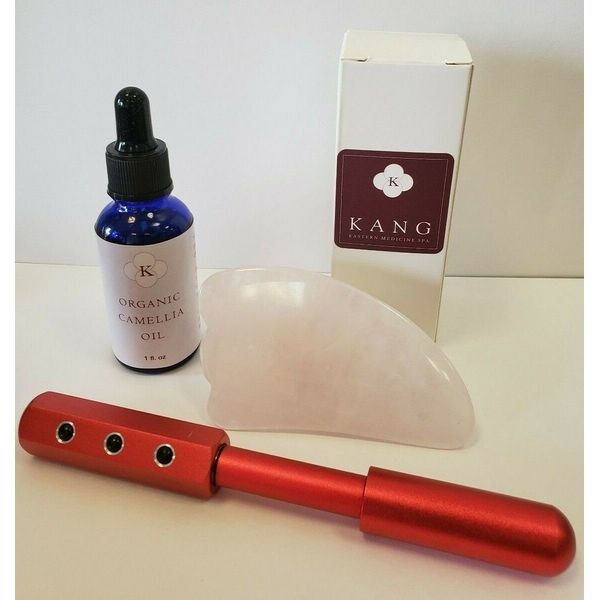 Facial Beauty Set Organic Camellia Oil Gua Sha Plate Red Beauty Roller