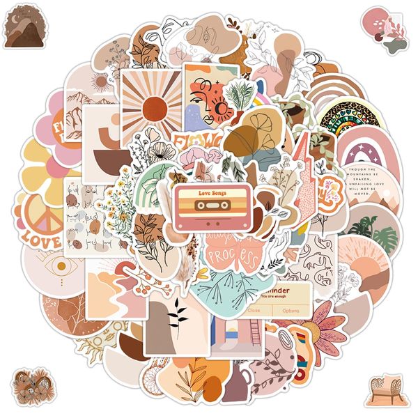 ZUOQIANG 155 Stück Vintage Aufkleber, Boho Sticker, Scrapbook Stickers, Scrapbook Aufkleber, wasserfeste Vinyl-Aufkleber für Wasserflaschen, Scrapbooking, Laptops, Handyhüllen DIY