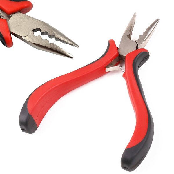 BLUPLE Hair Extensions Pliers 3-Hole Hair Pliers for Micro Nano Ring Hair Extensions Opener and Removal,Needle Nose Pliers with 3 Holes Serrated Jaws Mini Plier 1pc