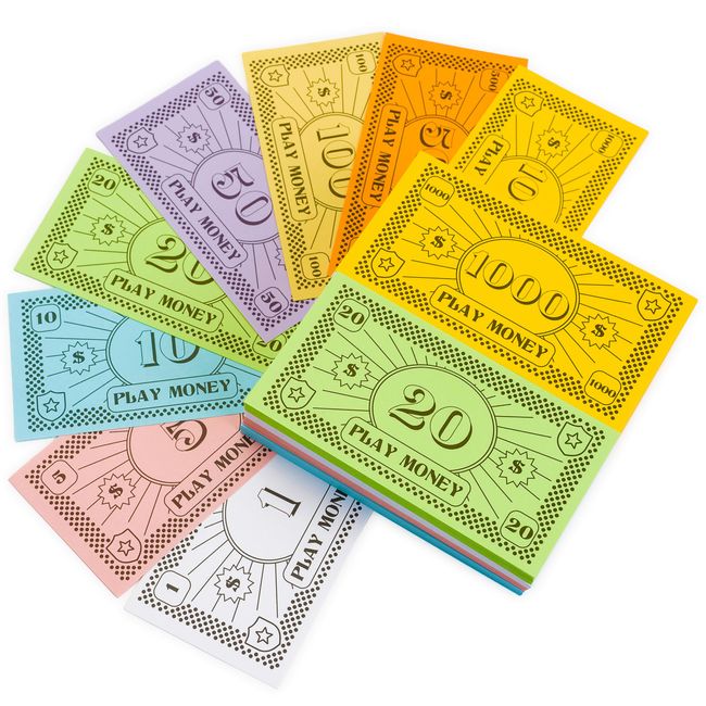 Opoly Play Money – 520Pcs Fake Money for Board Games – 65 of Each Bill in 8 Denominations – $1, 5, 10, 20, 50, 100, 500, & $1000