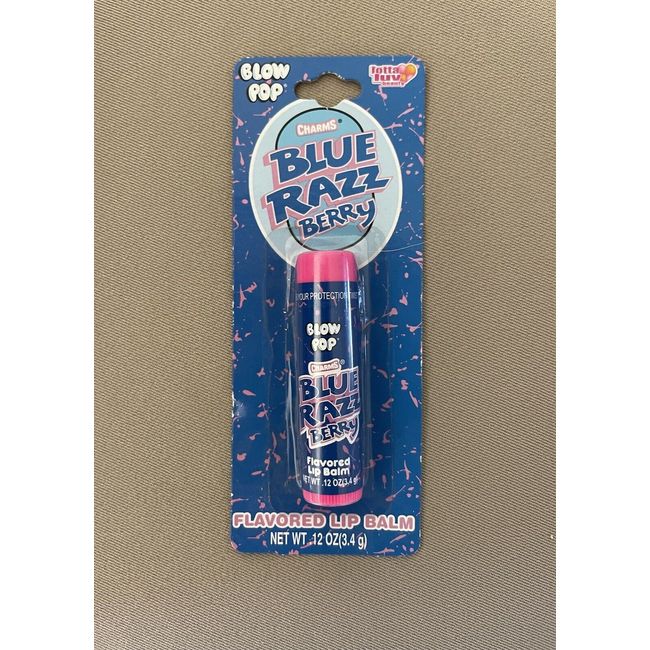 .12 Oz. Blow Pop Blue Razz Berry Flavored Lip Balm By Lotta Luv, New In Package!