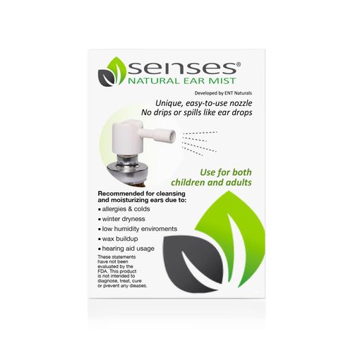 Senses Natural Ear Spray - Physician Formulated Soothing, Organic Coconut Oil Mist for Irritated Ears - Use for Cleansing, Moisturizing, and to Reduce Wax Buildup - Natural Ear Relief
