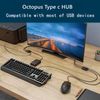 USB C Hub 1-to-4 with Octopus Arms,10.8in Cable,USB2.0 Port for U Disk,Mouse,Keyboard,Printer,Game Controller