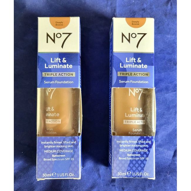 No7 Lift & Luminate Triple Action Serum Foundation Deeply Bronze 2 Pack