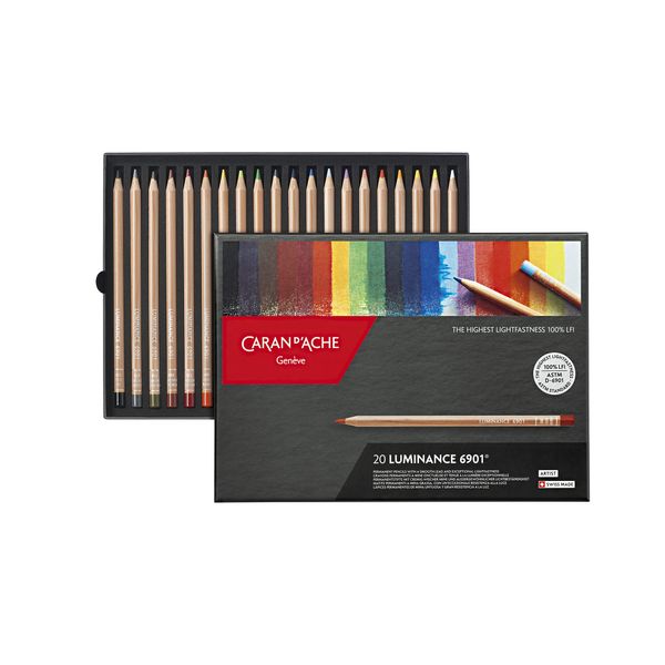 Caran Dache Cardboard Box with 20 Assorted Colours