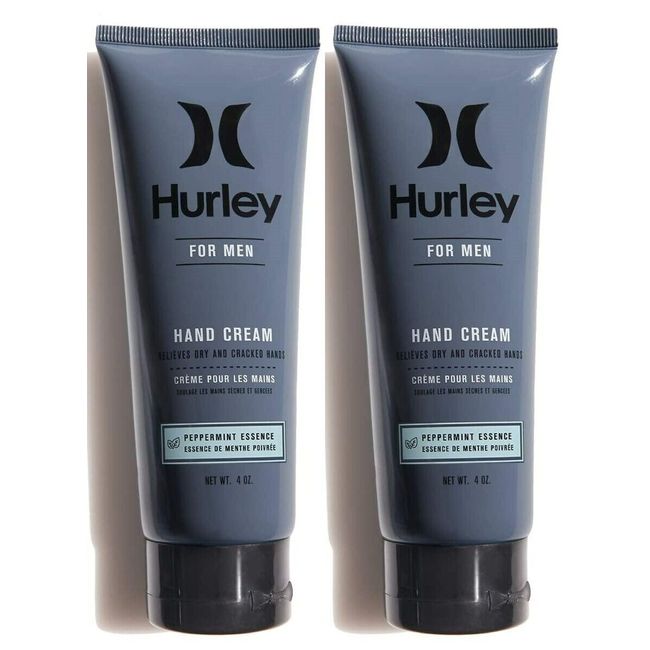 Hurley Men's Hand Cream Lotion Peppermint Relieve Dry Cracked Skin 4oz - 2 Pack