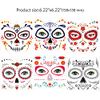 HOWAF Halloween Face Temporary Tattoos, 12 PCS Day of the Dead Face Tattoo Sugar Skull Floral Black Skeleton Web Red Roses Face Tattoos Stickers for Halloween Party Favours Makeup Carnival Masquerade