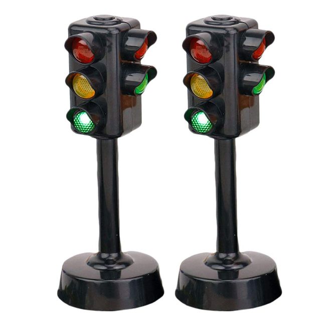 NUOBESTY Kids Traffic Light Toy Traffic Signal Light Model Toys Early Education Playset for Kids Toddler, Pack of 2(Random Size)