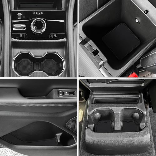 Auovo Center Console Mats Compatible with Grand Cherokee L Accessories 2021 2022 2023 2024 2025 Cup Holder Coasters Pads Door Liners Car Interior Decoration(31pcs/Set, Black)