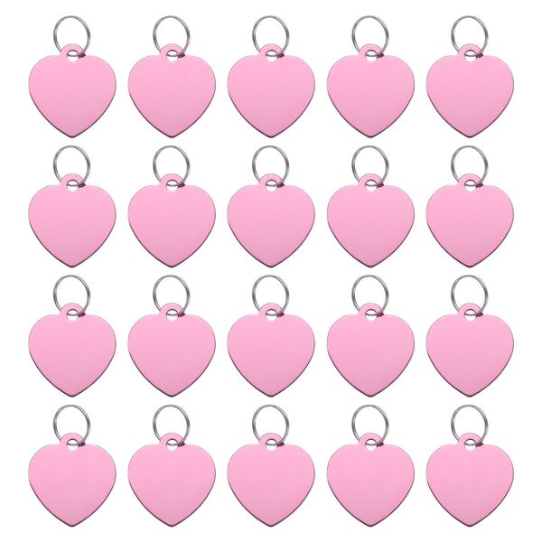 Pet ID Tags, Engraving Tags, Heart-Shape Dog ID Tag, Pink Blank Tags, 20pcs