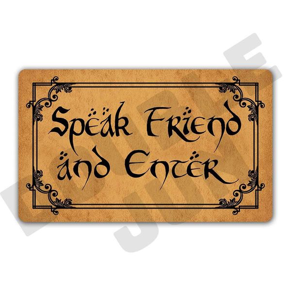 Funny "Speak Friend and Enter" Doormat 29.5"x17.7" Non-Slip Washable Rug