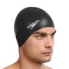 Speedo Unisex's Plain Flat Swimming Cap-Black, One Size