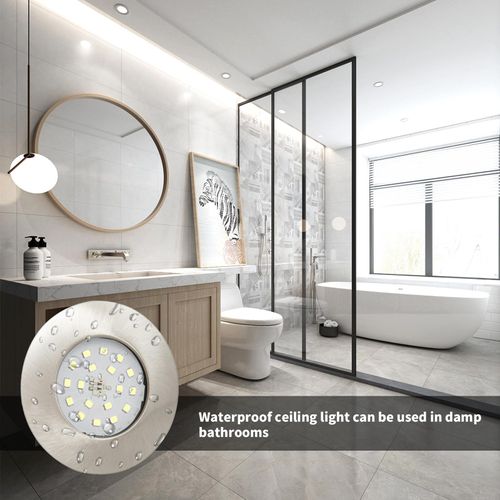 Wondlumi 6X 5W LED Downlights Ceiling Spot Lights Ultra Slim Recessed Ceiling Lights IP44 Round Brushed Chrome Spotlights Cool White 6000K 240V for Bathroom Kitchen Bedroom