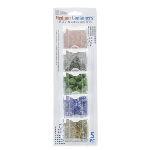 Bead Storage Solutions Elizabeth Ward 5 Piece Bead Clear Organizing Storage Containers for Small Beads, Crystals, Fasteners, and More, Medium