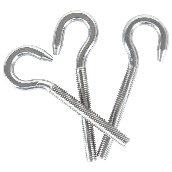 M6 304 Stainless Steel Screw-in Hooks, Hook Bolt Screw with a Round Screw Hook Lengthened Hook 10PCS