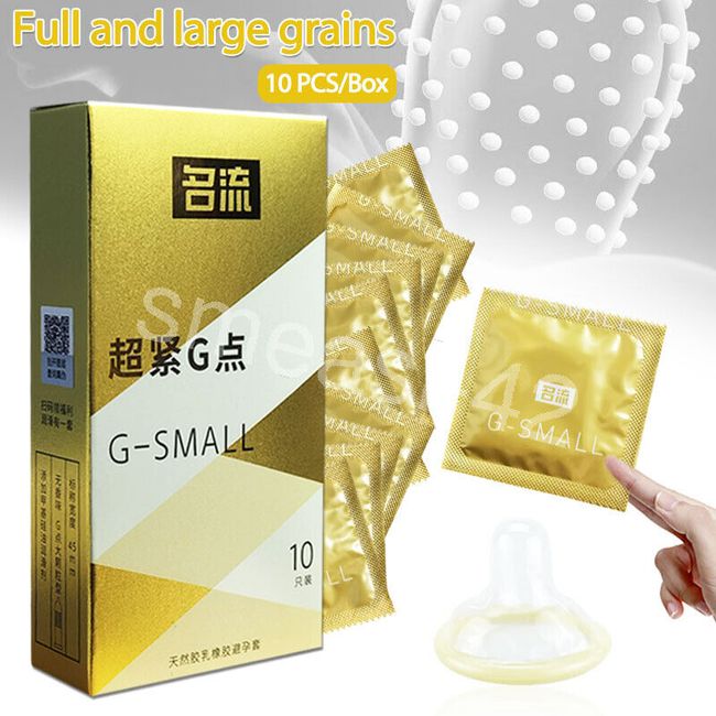 10Pcs Tight Condoms Ultra Thin Latex Condom 45mm Spike Small Size Men Products