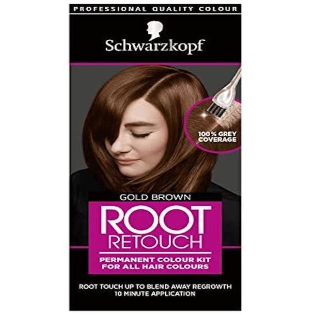 Schwarzkopf Root Retouch Permanent Root Concealer Brown Hair Dye, Ideal for Touching Up Grey Root Regrowth, Ammonia Free, Gold Brown