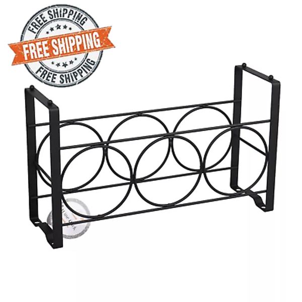 3 Bottle Countertop Wall or Mount Elegant Iron Wine Rack Black 7x12x4" Home Deco