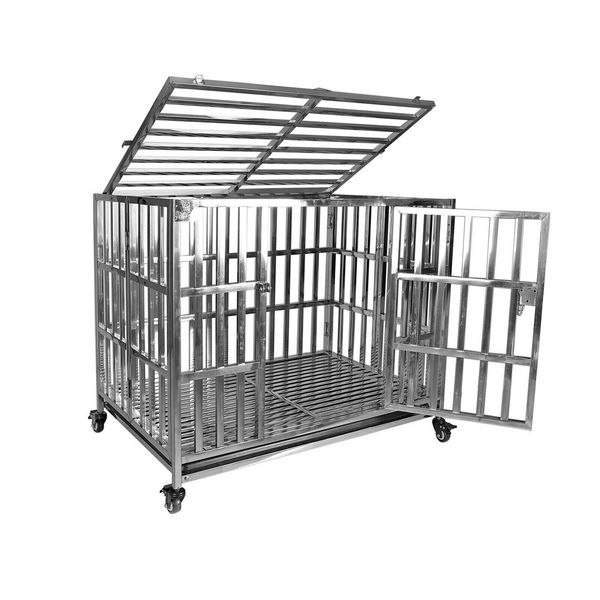 Confote 37" Heavy Duty Dog Kennel Pet Stainless Steel Crate Cage Stackable