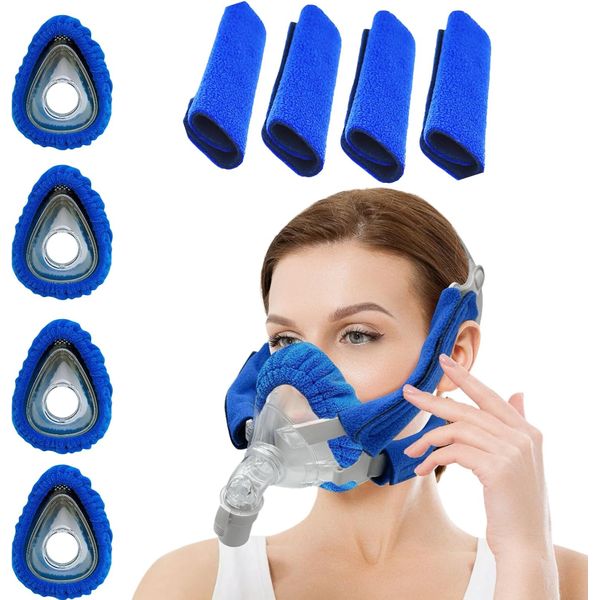4 Pack CPAP Mask Liners + 4 Pack CPAP Strap Covers Compatible with F20 Full Face