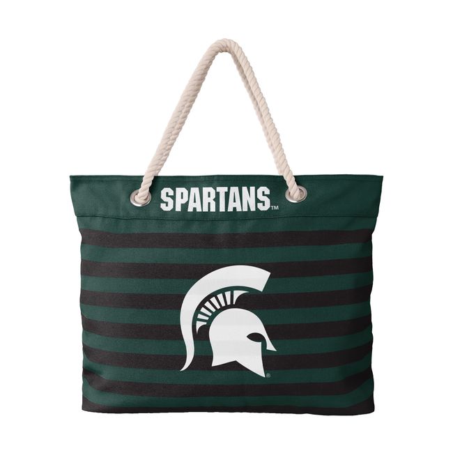 FOCO Michigan State Spartans NCAA Nautical Stripe Tote Bag