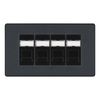 BG Evolve Matt Grey Quad 4 Gang RJ45 Data Socket Black Inserts PCDMGRJ454