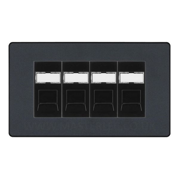 BG Evolve Matt Grey Quad 4 Gang RJ45 Data Socket Black Inserts PCDMGRJ454