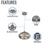 LED Pendant Light E26 Base Modern Industrial Hanging Lamp for Kitchen, Bedroom