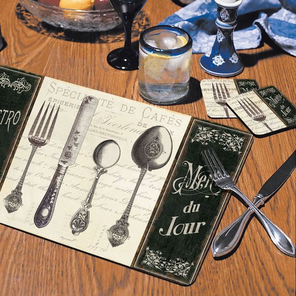 Counterart French Menu Hardboard Placemat, Set of 2